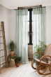 Lot de 2 Rideaux Gaze de Coton Vert d'Eau 140x300 cm Ajustables – 8 Anneaux Pinces Inclus – Rideaux Tamisants Haut de Gamme