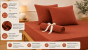 Pack Drap Housse 140 x 190 cm + 2 Taies d’Oreiller 60 x 60 cm Double Gaze de Coton GAÏA Terracotta
