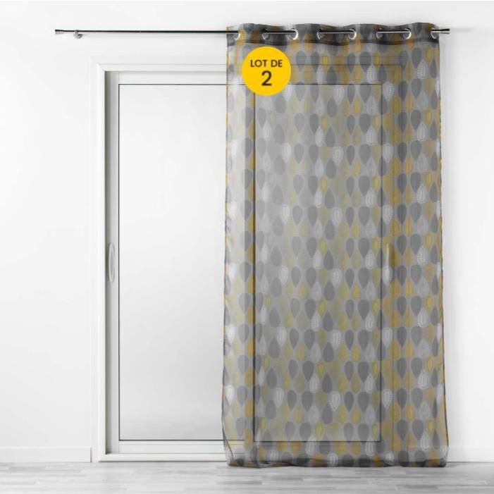 Lot de 2 Voilages a oeillets 140 x 240 cm imprimé Palpito Jaune