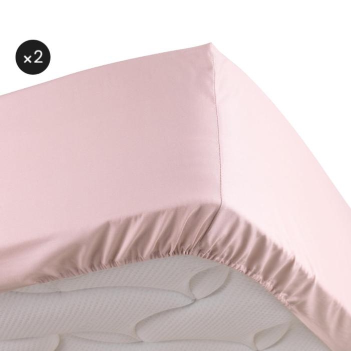 Lot de 2 Draps housse 100% percale ultra doux 180 x 200 cm 78 fils bonnet 30 cm