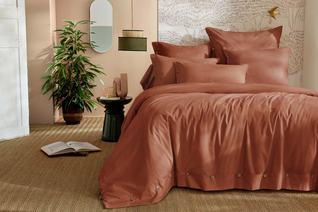 Housse de Couette 240 x 220 cm Percale de Coton 120 Fils Unie PERRINE – Tomette
