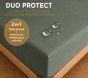 Drap housse 2 en 1 imperméable 140 x 190 cm – Coton 57 fils – DUO PROTECT Romarin