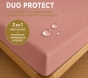 Drap housse 2 en 1 imperméable 140 x 190 cm – Coton 57 fils – DUO PROTECT Vieux Rose