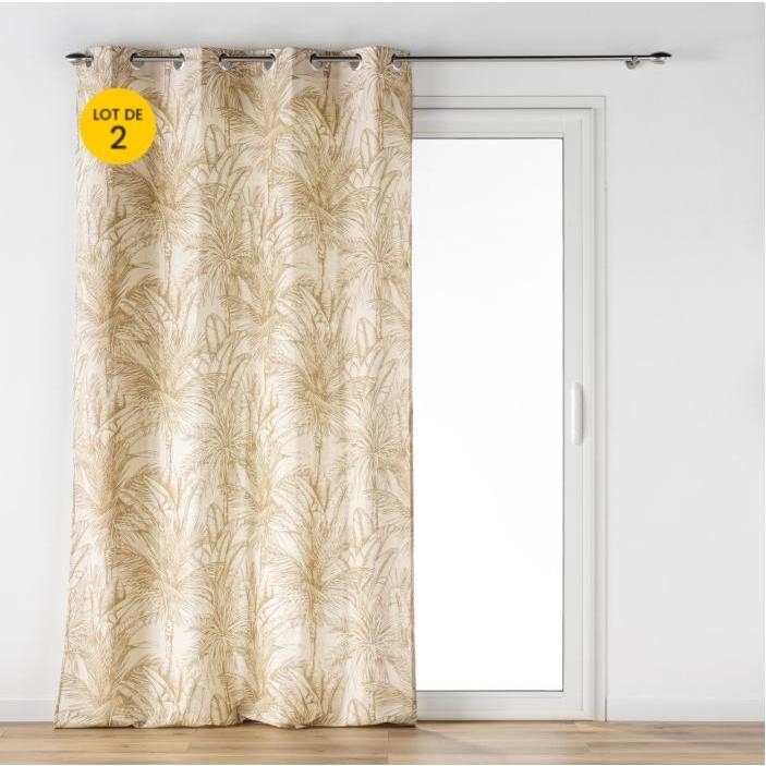 Lot de 2 rideaux a oeillets 140 x 240 cm coton/polyester imprime Dune