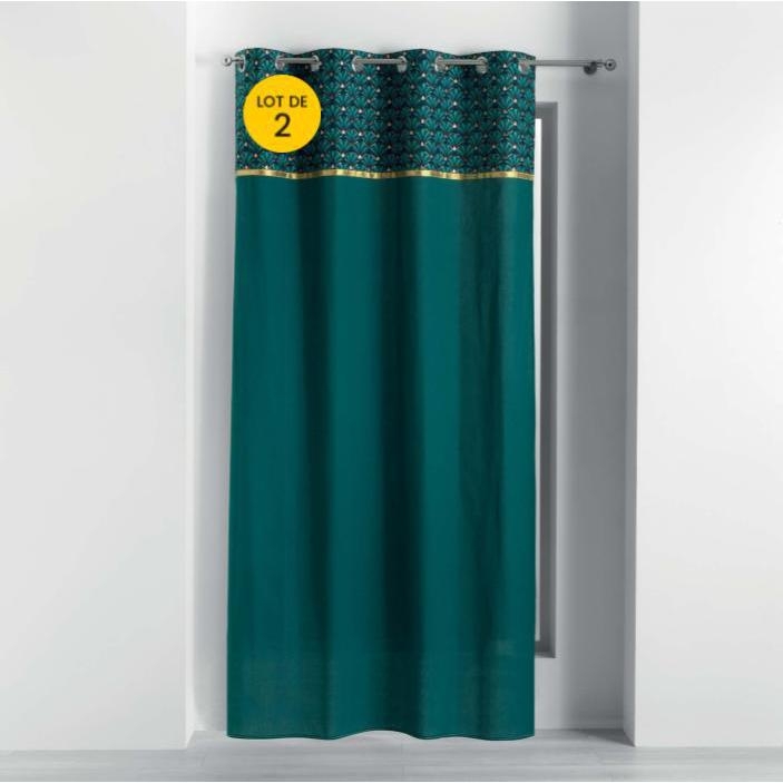 Lot de 2 rideaux tamisants à oeillets 140 x 240 cm 100% coton Artchic bleu