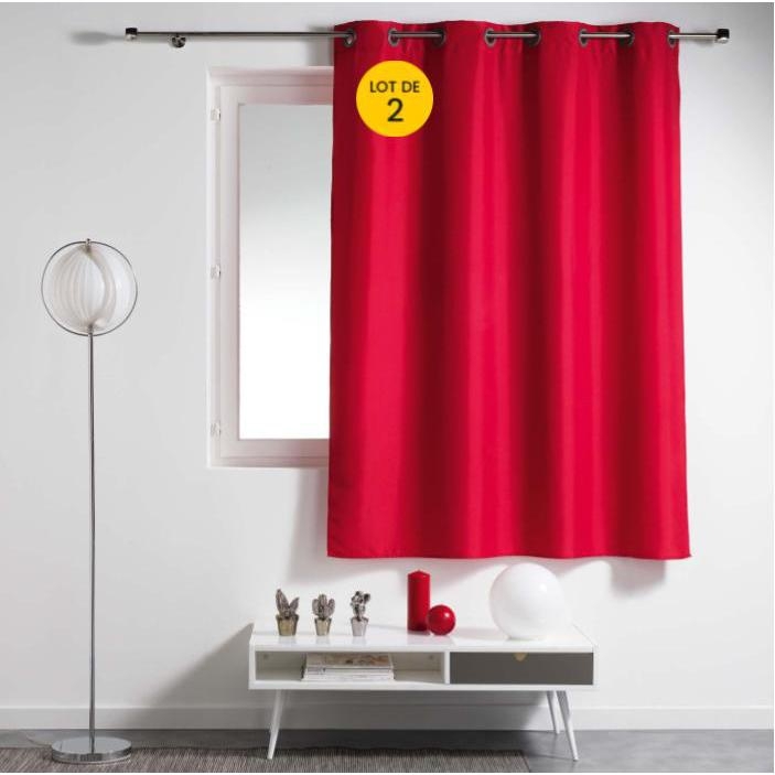 Lot de 2 rideaux spécial petites fenêtres 140 x 180 cm Essentiel Rouge