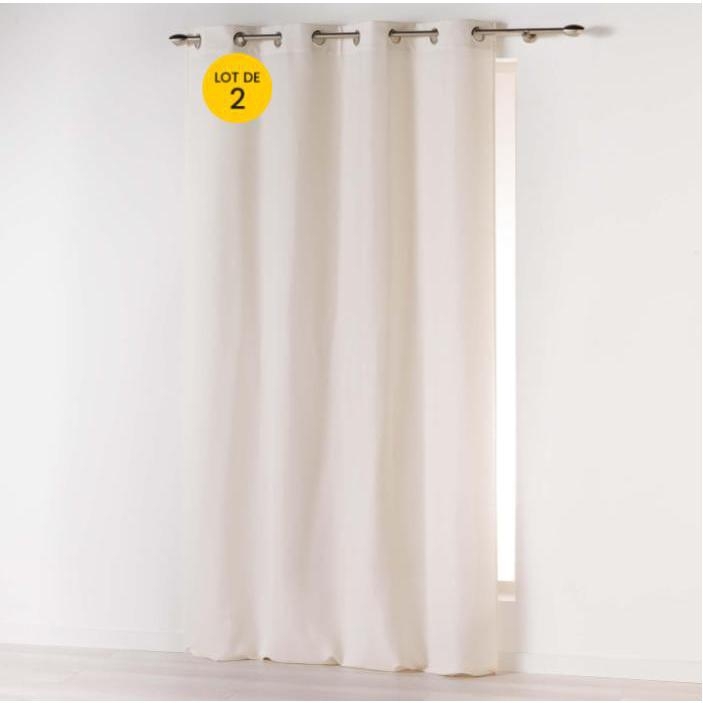 Lot de 2 Rideaux Unis à Œillets 140 x 260 cm – Microfibre – Absolu Naturel