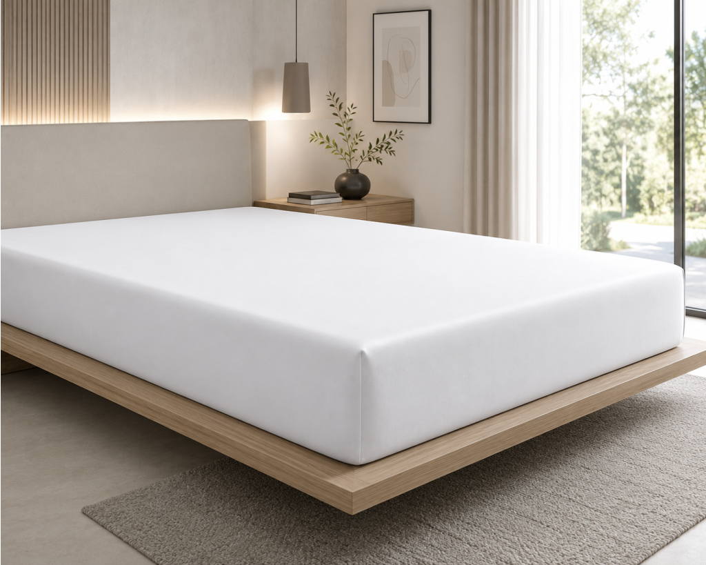 Drap-Housse 180 x 200 cm Prestige Blanc – Satin de Coton Peigné 120 fils/cm² – Bonnet 30 cm