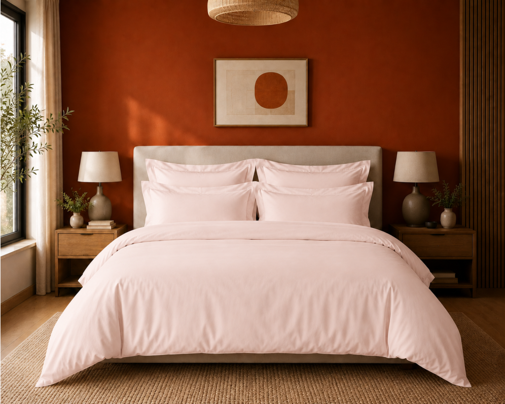 Housse de couette Prestige 260 x 240 cm Rose Blush – Satin de coton peigné 120 fils/cm²