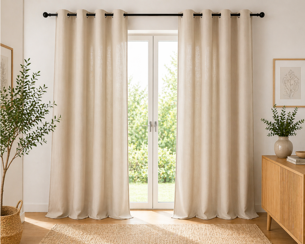 Lot de 2 Rideaux 100% Coton Prélavé 140 x 260 cm – KALA GRÈGE