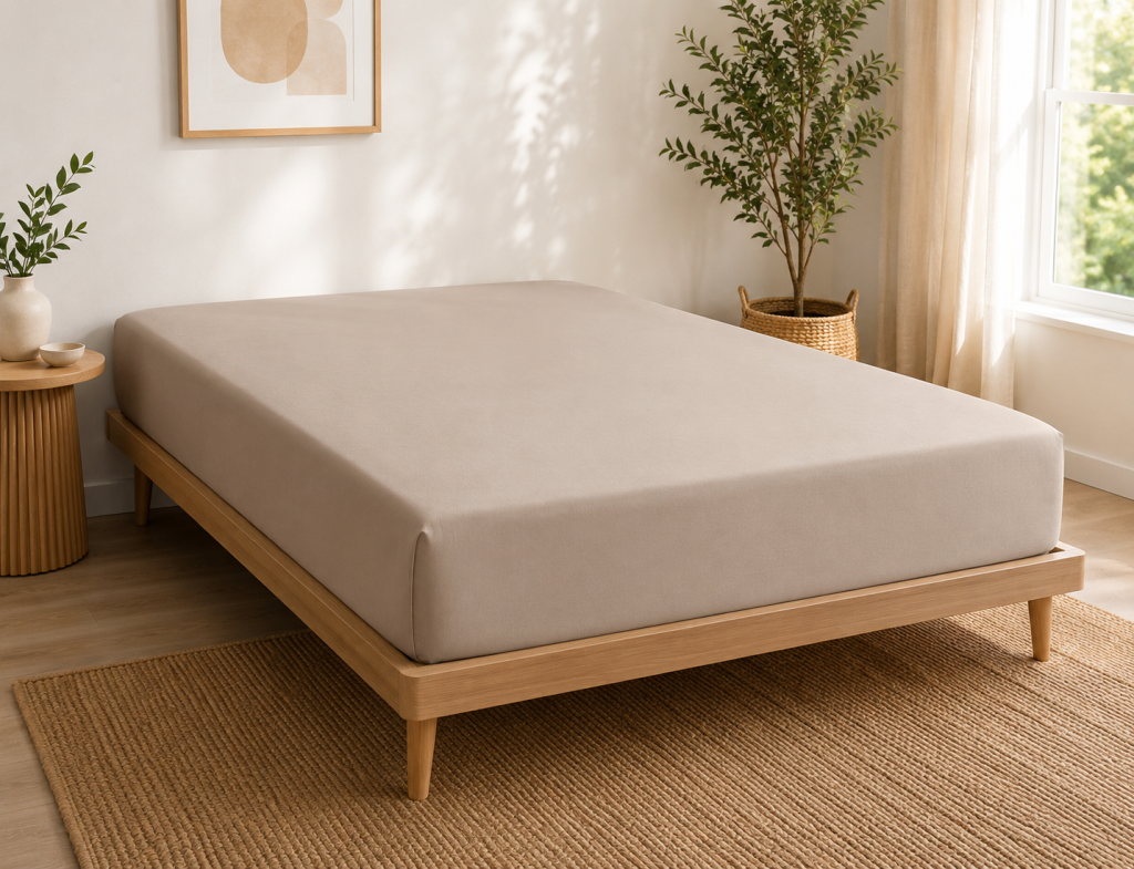 Drap-housse 140 x 190 cm Percale de Coton Peigné Lin – 80 fils/cm² – Bonnet 35 cm