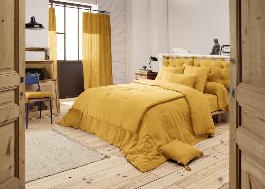 Housse de couette 280 x 240 cm King Size - Double gaze - MILA Safran