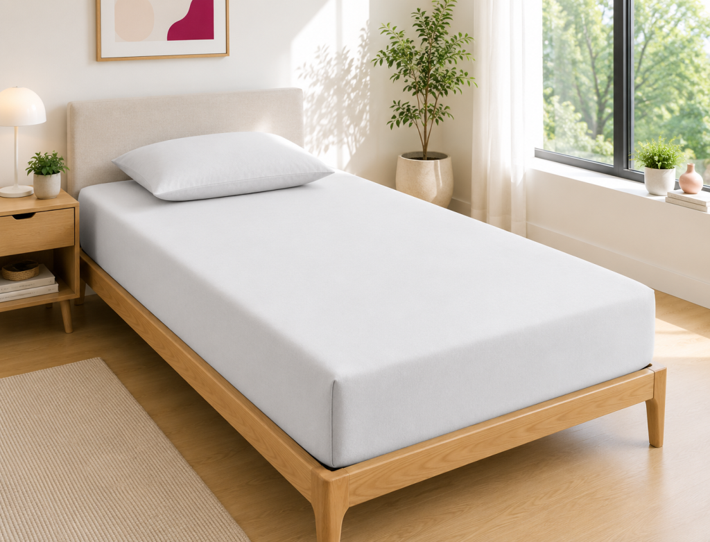 Drap Housse 90x190 cm 1 Place 100% Coton 57 Fils/cm² Bonnet 30 cm Nuage
