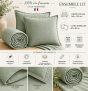 Parure Drap Housse 140 x 190 cm + 2 Taies 60x60 cm 100% Lin Français - Eucalyptus