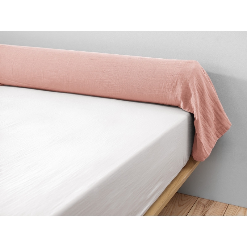 Taie de traversin gaze de coton 85 x 185 cm gaïa rose pêche Rose