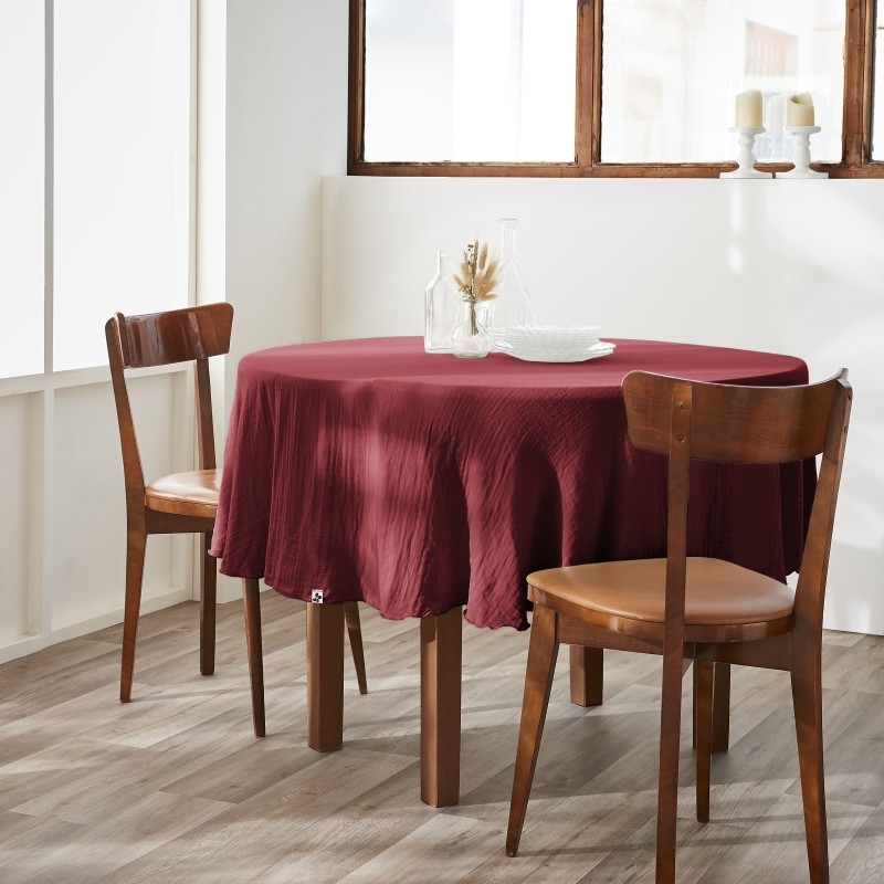 Nappe ronde 180 cm – Double gaze de coton – Gaïa Bordeaux