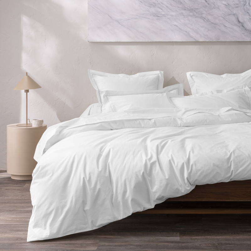 Housse de couette 240 x 220 cm Grand Hôtel Signature Blanc — Percale de coton peigné 80 fils/cm²