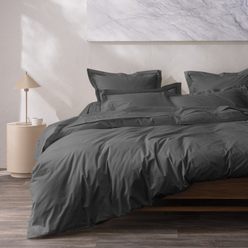 Housse de couette 240 x 220 cm Grand Hôtel Signature Ardoise — Percale de coton peigné 80 fils/cm²