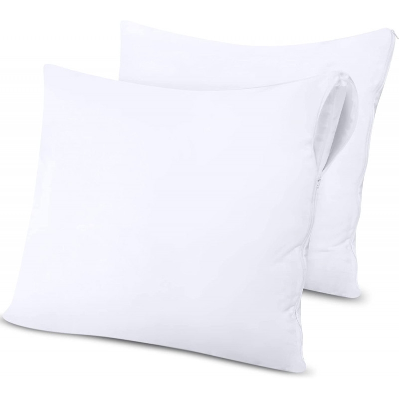 Lot de 2 protège oreillers 63 x 63 cm — Éponge imperméable anti acariens zippé