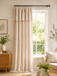 Rideau Ajustable Gaze de Coton 140 x 300 cm Ficelle avec 8 Anneaux – LIVIA