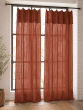 Lot de 2 Rideaux Gaze de Coton Terracotta 140x300 cm Ajustables – 8 Anneaux Pinces Inclus – Rideaux Tamisants Haut de Gamme