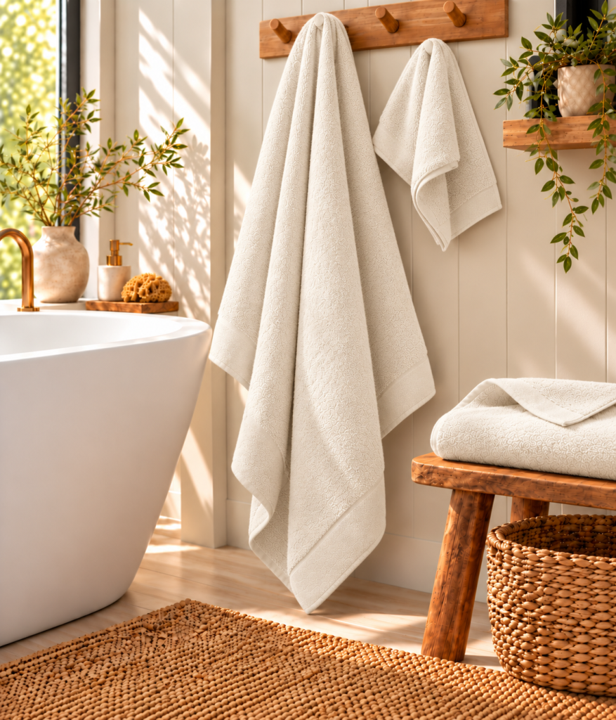 Drap de bain Softy 100 x 150 cm – Éponge Zero Twist 100% coton peigné 600 g/m² – Ivoire