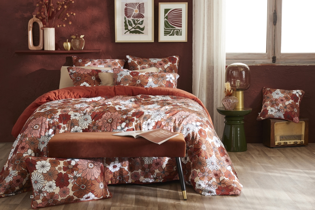 Housse de Couette Réversible 260 x 240 cm Double Gaze de Coton 125 g/m² Alba Terracotta