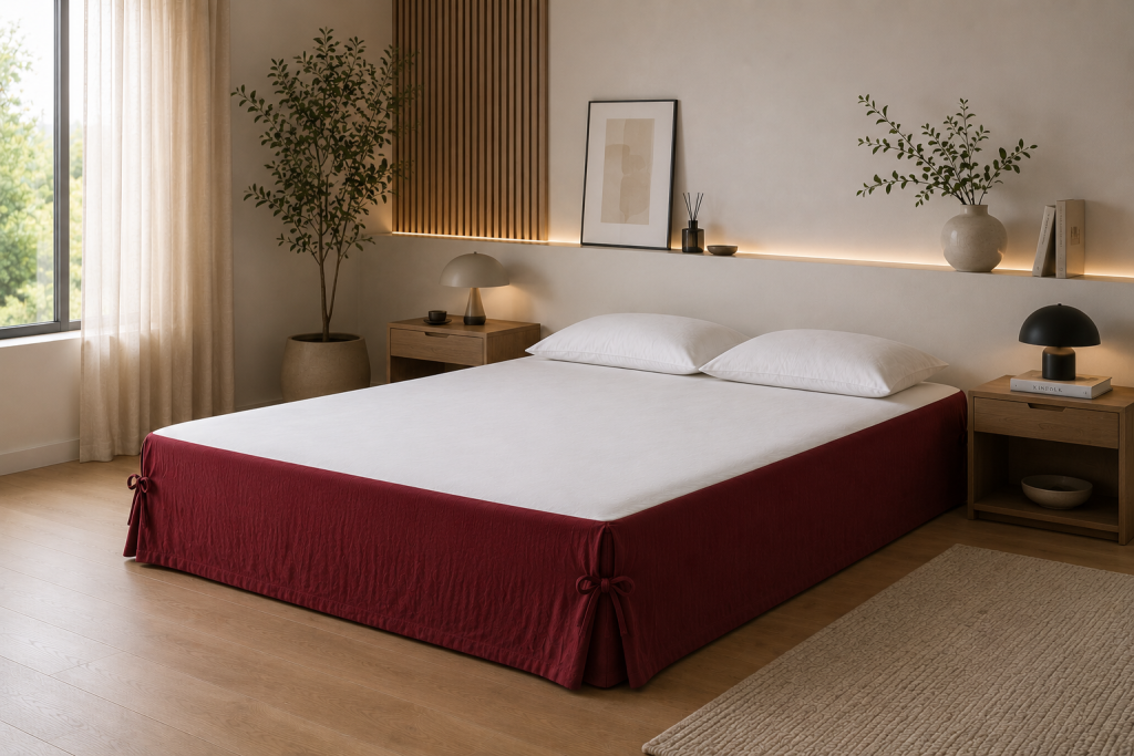 Cache-sommier 140 x 190 cm Double Gaze de Coton GAÏA Bordeaux – Qualité Haut de Gamme