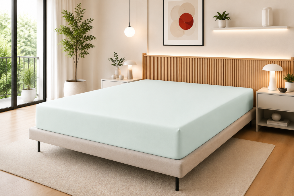 Drap Housse 140 x 190 cm Menthe – 100% Coton 57 Fils/cm² – Bonnet 30 cm