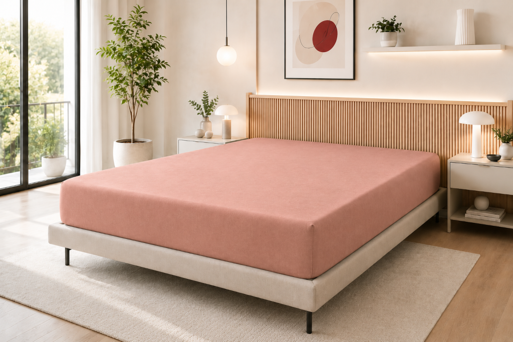 Drap Housse 140 x 190 cm Vieux Rose – 100% Coton 57 Fils/cm²