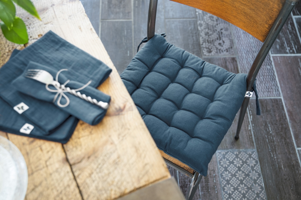 Assise Matelassée 38 x 38 cm – Coton Déperlant Anti-UV – KALA – Bleu jean