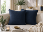 Lot de 2 coussins 45 x 45 cm gaze de coton Marine – Déhoussables zip – Passepoil