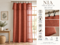 Rideau ajustable + 8 anneaux pince 140 x 270 cm Polyester effet lin NIA Terracotta