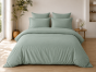 Parure de Lit Complète 240 x 220 cm Sauge - 100% Coton 57 Fils - Drap-Housse 140x190 + 4 Taies