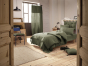 Parure de lit 140 x 200 cm + drap housse 90 x 190 cm + 1 taie 60 x 60 cm double gaze de coton Romarin