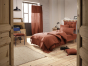 parure de lit 140 x 200 cm + drap housse 90 x 190 cm + 1 taie 60 x 60 cm double gaze de coton Terracotta