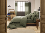 Parure de lit 240 x 220 cm + 2 taies 60 x 60 cm double gaze de coton GAÏA Romarin