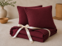 Pack Drap Housse 140 x 190 cm + 2 Taies d’Oreiller 60 x 60 cm Double Gaze de Coton GAÏA Bordeaux
