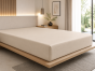 Drap-Housse 180 x 200 cm Prestige Sable – Satin de Coton Peigné 120 fils/cm² – Bonnet 30 cm