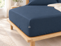 Drap housse CANDICE 90 x 190 cm - Flanelle chaude 100% coton - Bleu Nuit