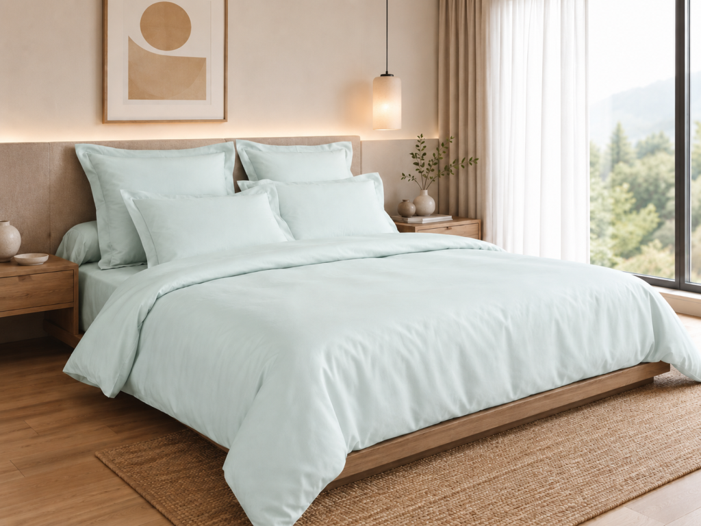 Housse de Couette 260 x 240 cm – 100% Coton 57 Fils/cm² – Menthe