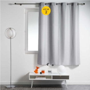 Lot de 2 rideaux spécial petites fenêtres 140 x 180 cm Essentiel Gris