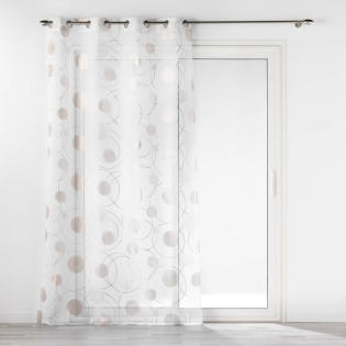 Voilage a oeillets 140 x 240 cm voile sable imprime metallise oliane
