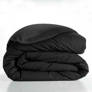 Housse de couette 2 personnes 260 x 240 cm coton 57 fils Lina Noir