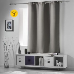 Lot de 2 Rideaux 140 x 180 cm occultant uni occult Perle