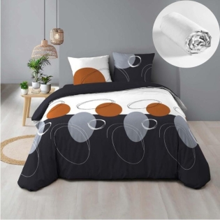 Pack parure de couette 220 x 240 cm Oblis + drap housse (140) Blanc