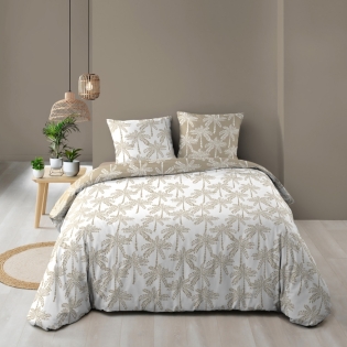 Parure de couette réversible + 240 x 220 cm coton 57 fils + 2 taies Oliana