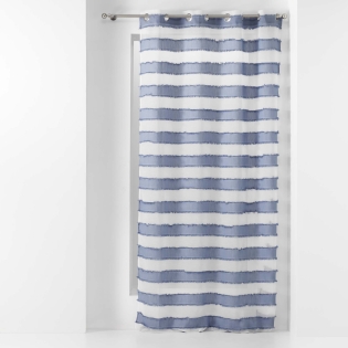 Voilage a oeillets 140 x 260 cm voile sablé fils coupés Lalina Bleu