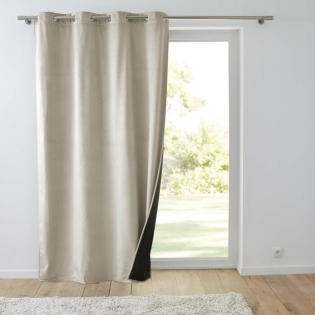 Rideau isolant thermique a oeillets 140 x 260 cm isolant/velours relief Polarchic Sable