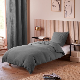 Housse de Couette 140 x 200 cm en Gaze de Coton Avy Ardoise